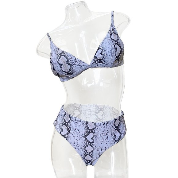 EUC White Snakeskin Print Bikini Swimsuit - Women's Size M Swimwear 2-Piece - Picture 1 of 4